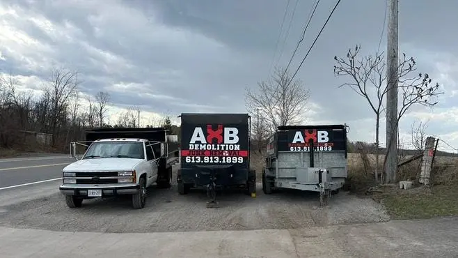 Parked demolition trucks