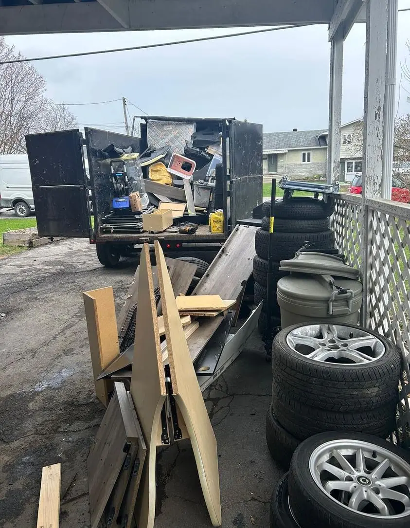 Workers disposing of shed